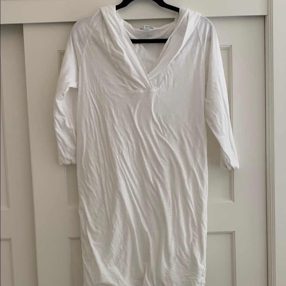 White Hooded TShirt dress/ swimsuit coverup!